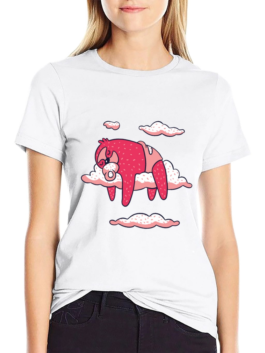 Cute Sloth Cloud T-Shirt - Black