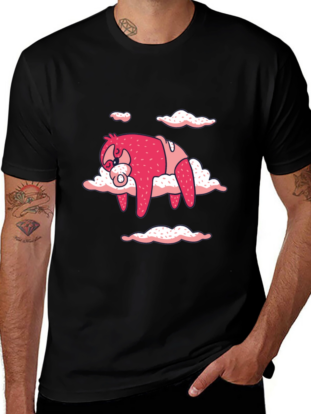 Cute Sloth Cloud T-Shirt - Black