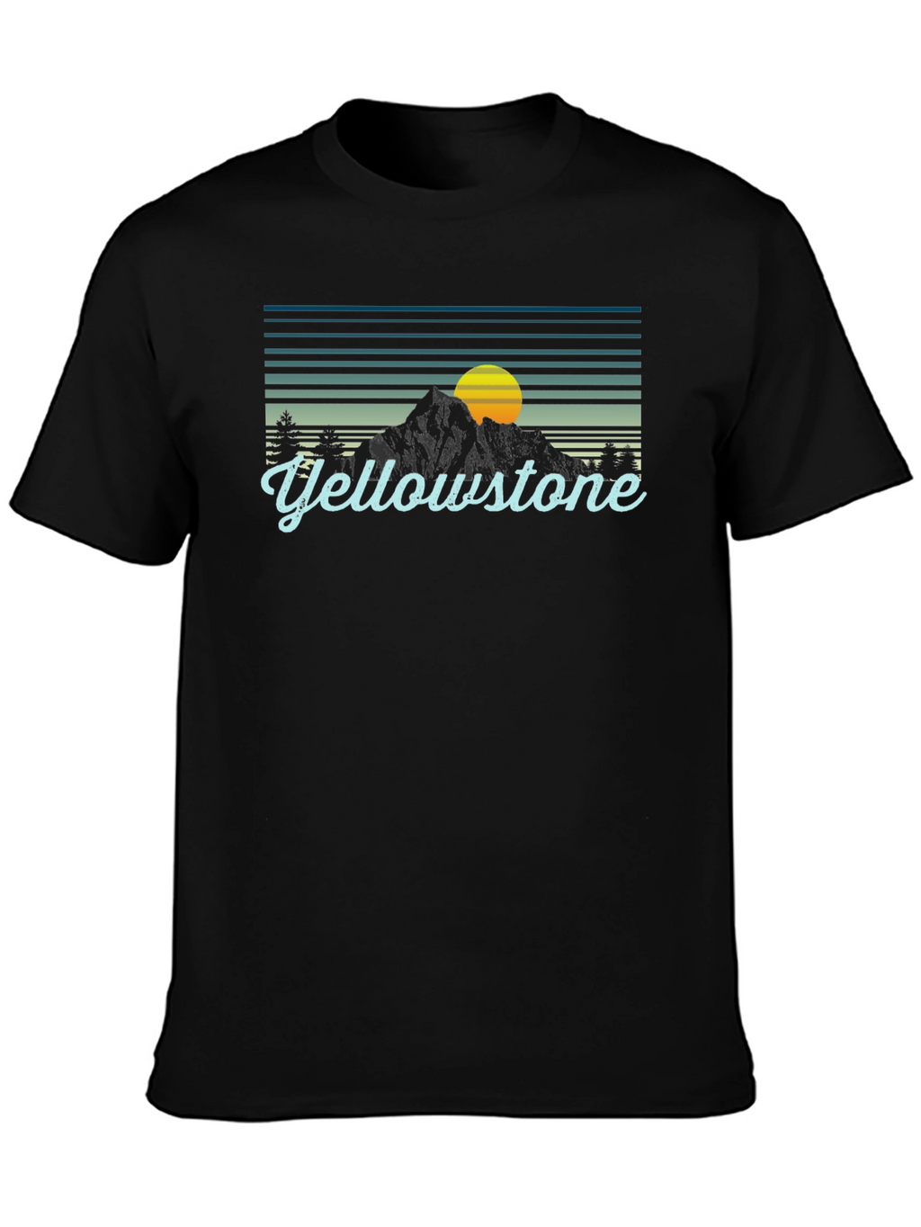 Yellowstone Graphic Tee - Retro Mountain Sunset T-Shirt
