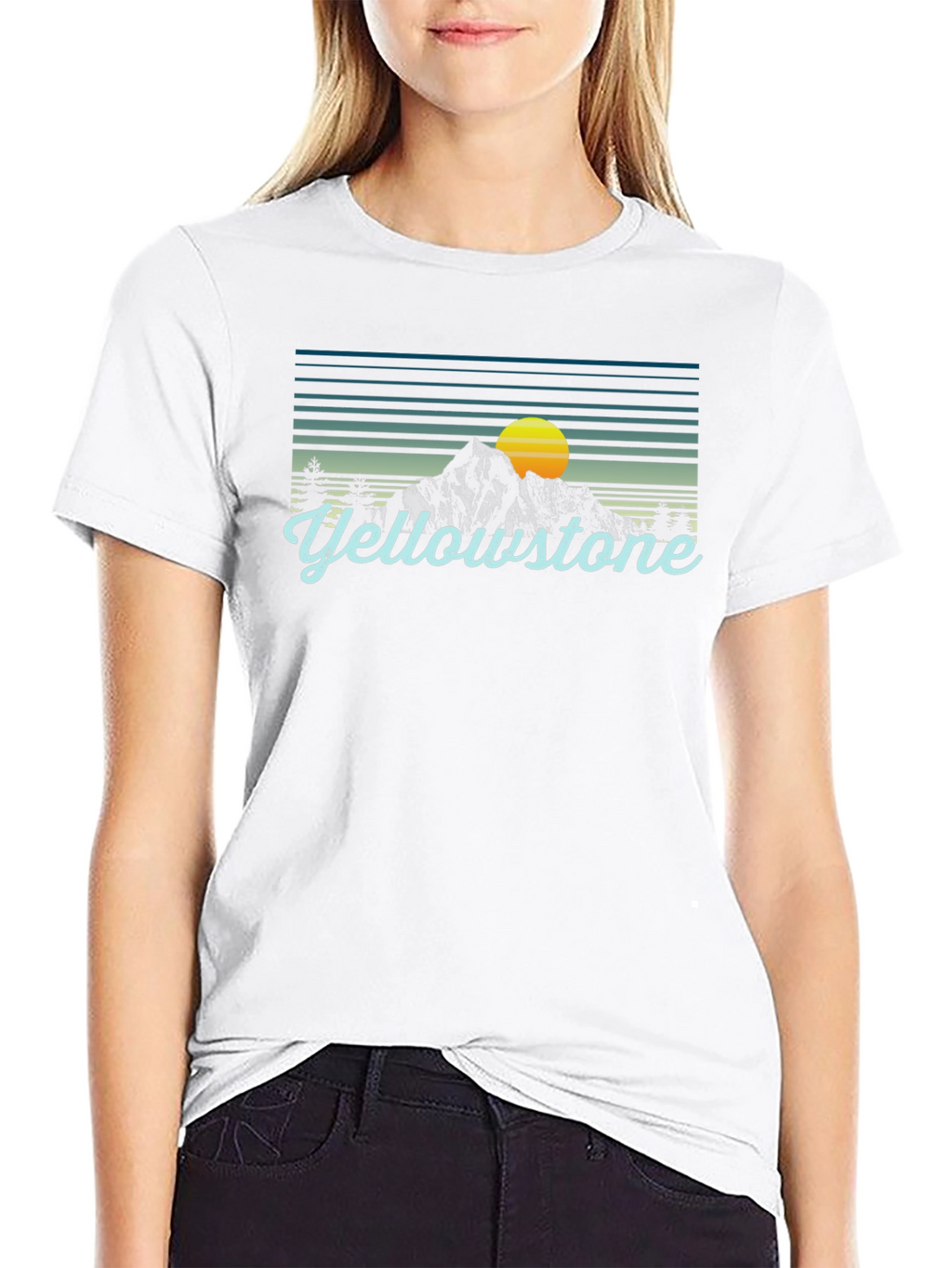 Yellowstone Graphic Tee - Retro Mountain Sunset T-Shirt