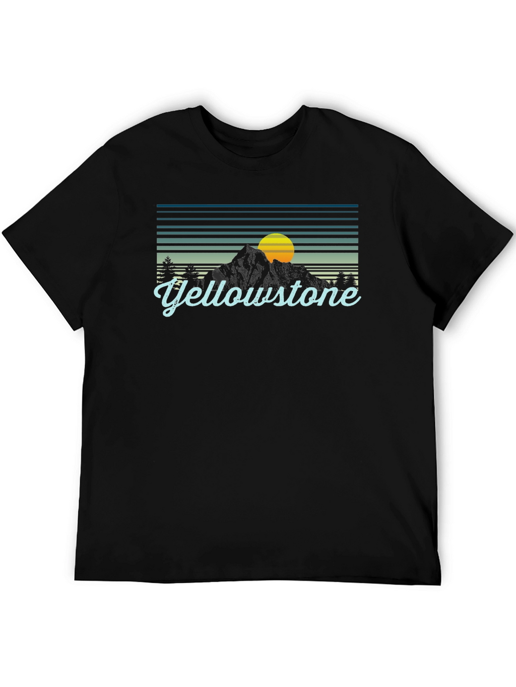 Yellowstone Graphic Tee - Retro Mountain Sunset T-Shirt