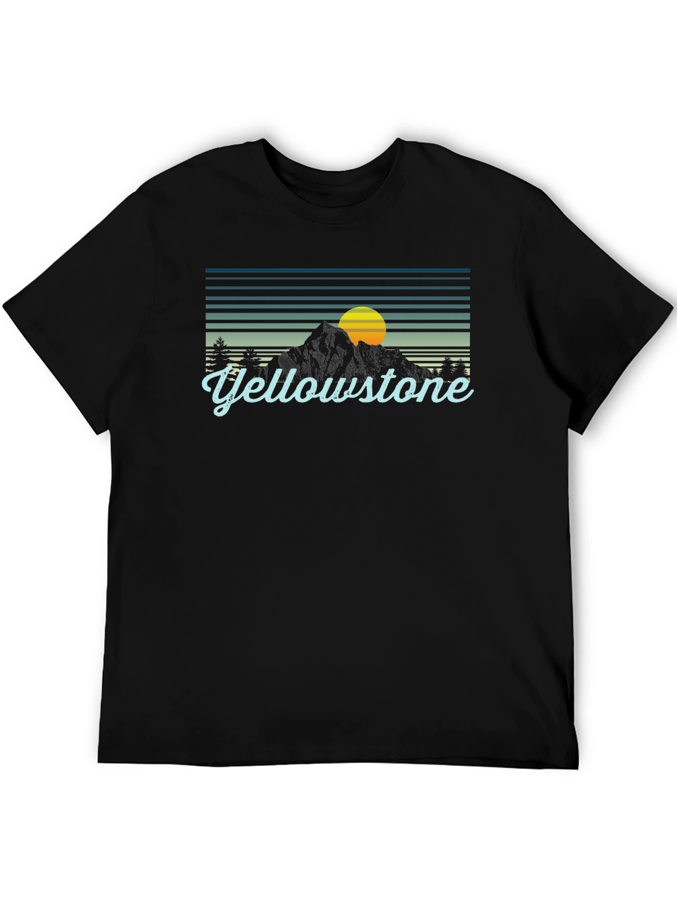 Yellowstone Graphic Tee - Retro Mountain Sunset T-Shirt