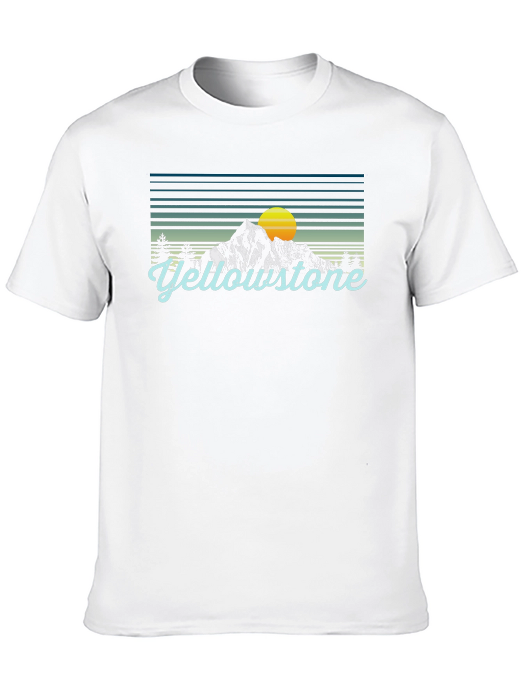 Yellowstone Graphic Tee - Retro Mountain Sunset T-Shirt