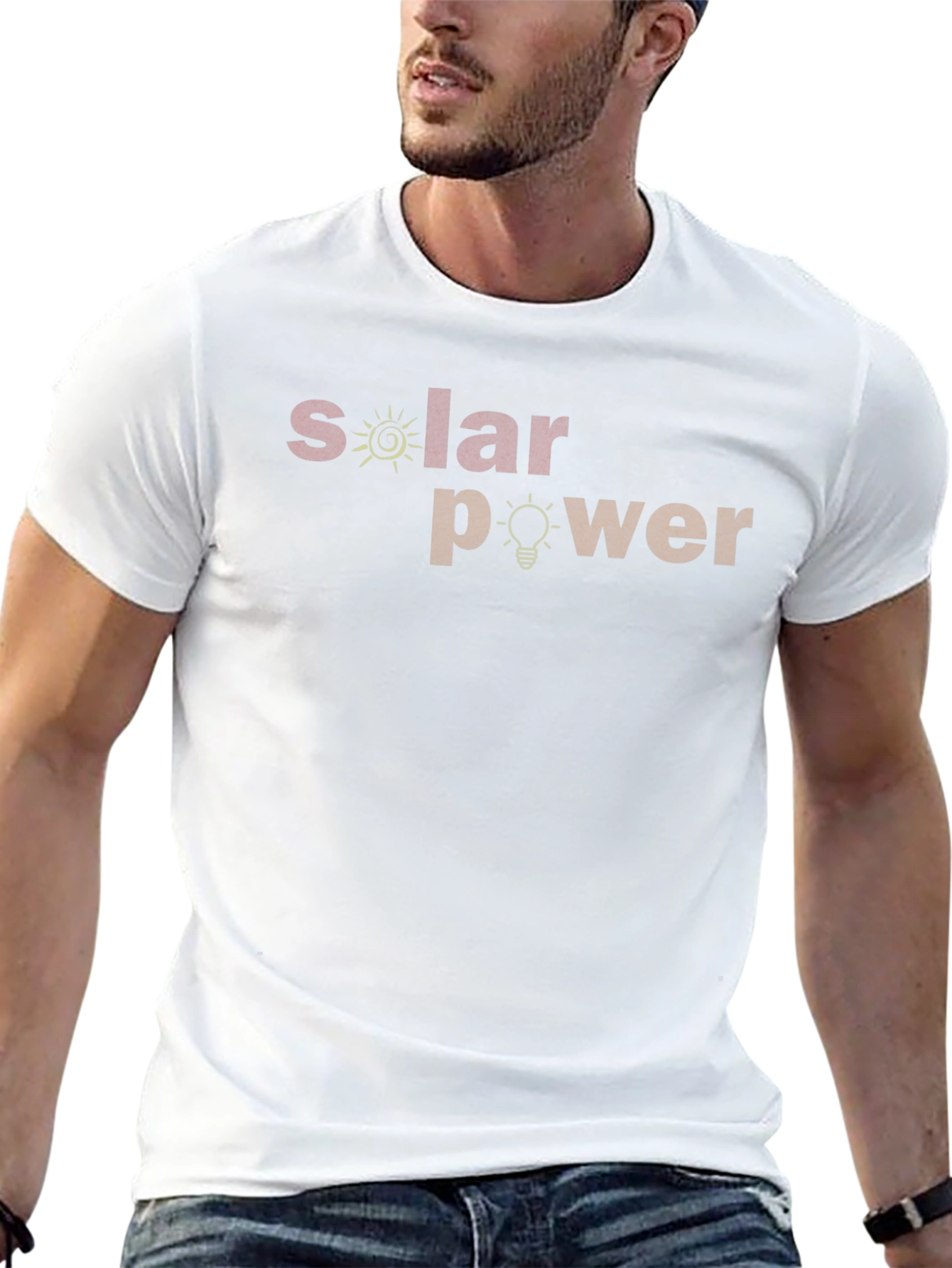 Solar Power Graphic T-Shirt Black Crew Neck