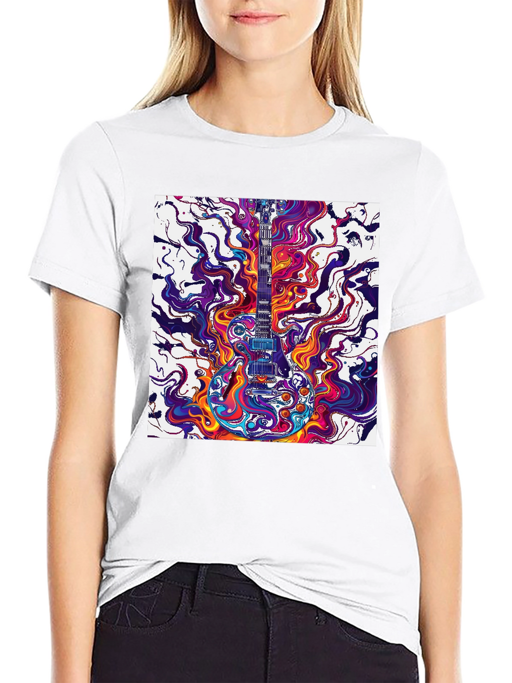 Psychedelic Guitar T-Shirt - Vivid Music Art