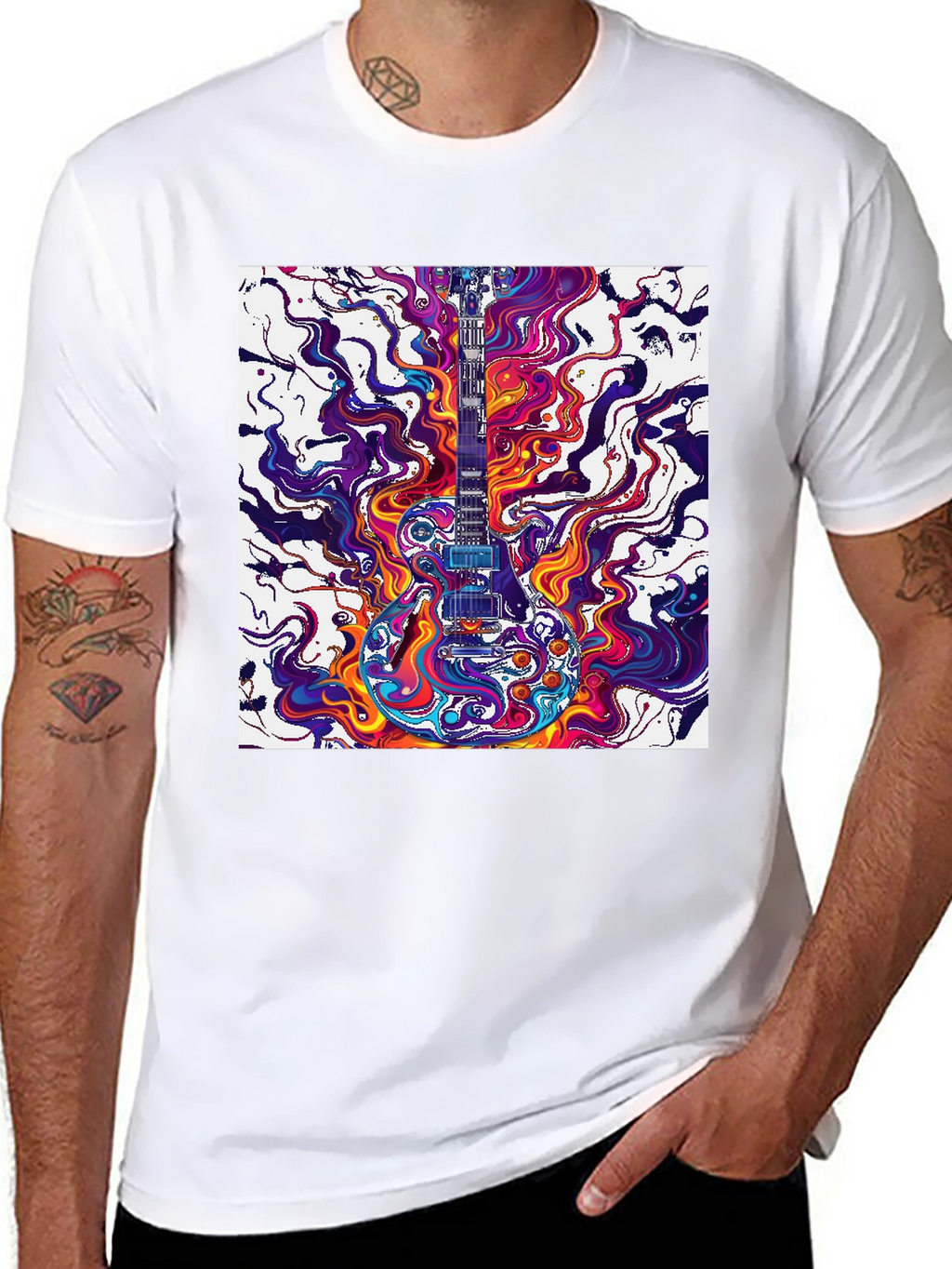 Psychedelic Guitar T-Shirt - Vivid Music Art