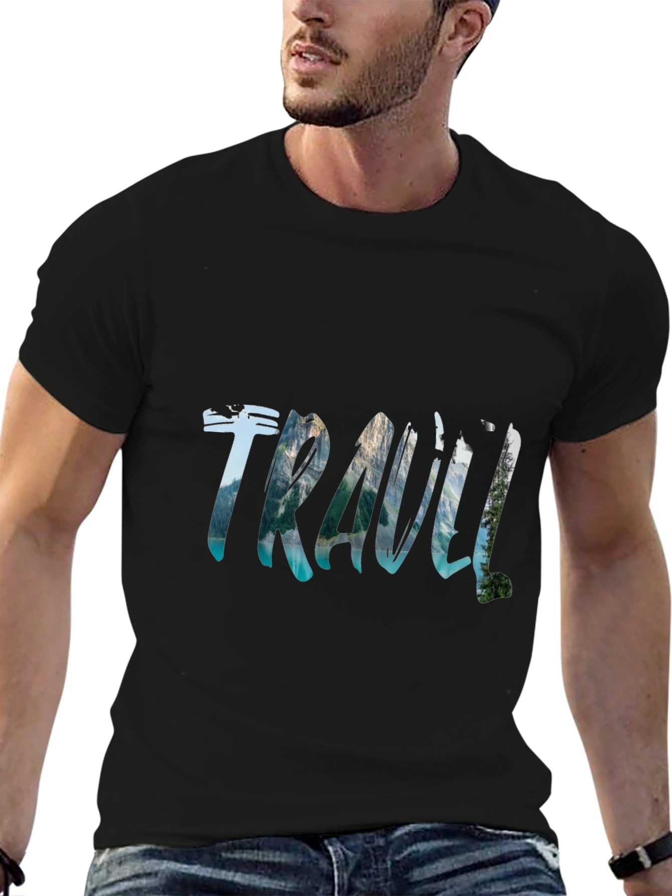 Travel Adventure Black Graphic T-Shirt