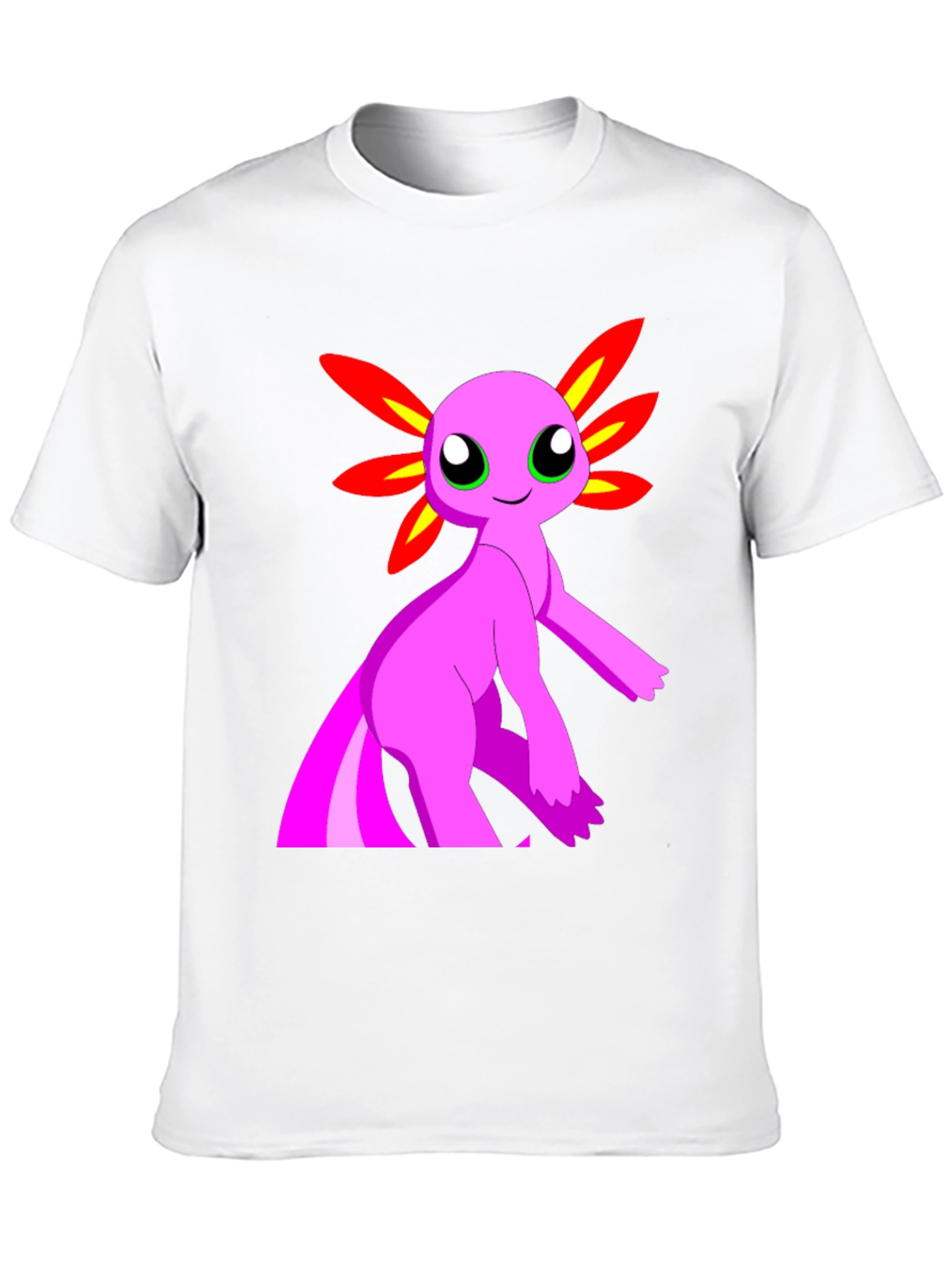 Axolotl Cartoon Graphic T-Shirt - Mens Black Tee