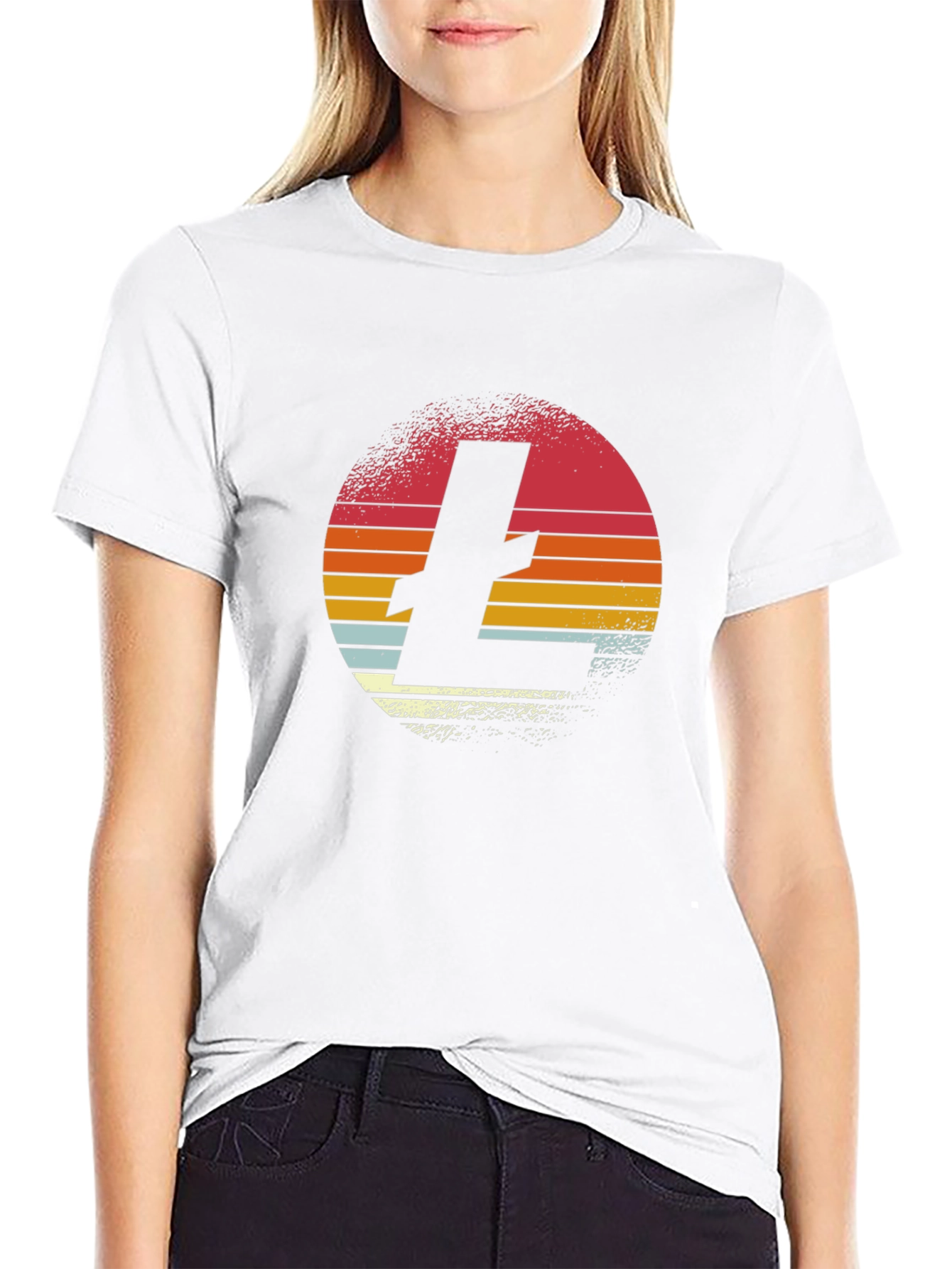 Retro Litecoin Logo Black T-Shirt