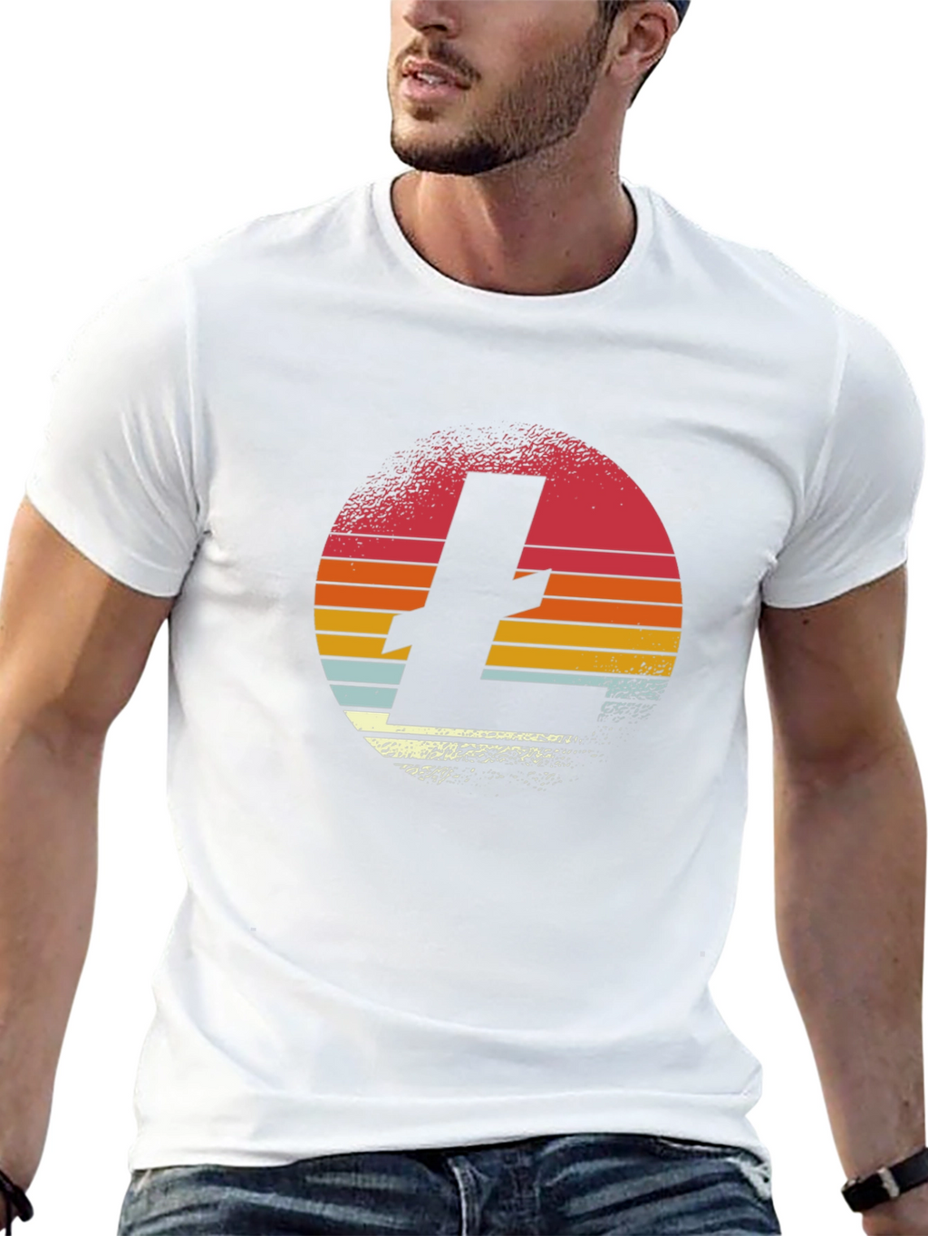 Retro Litecoin Logo Black T-Shirt
