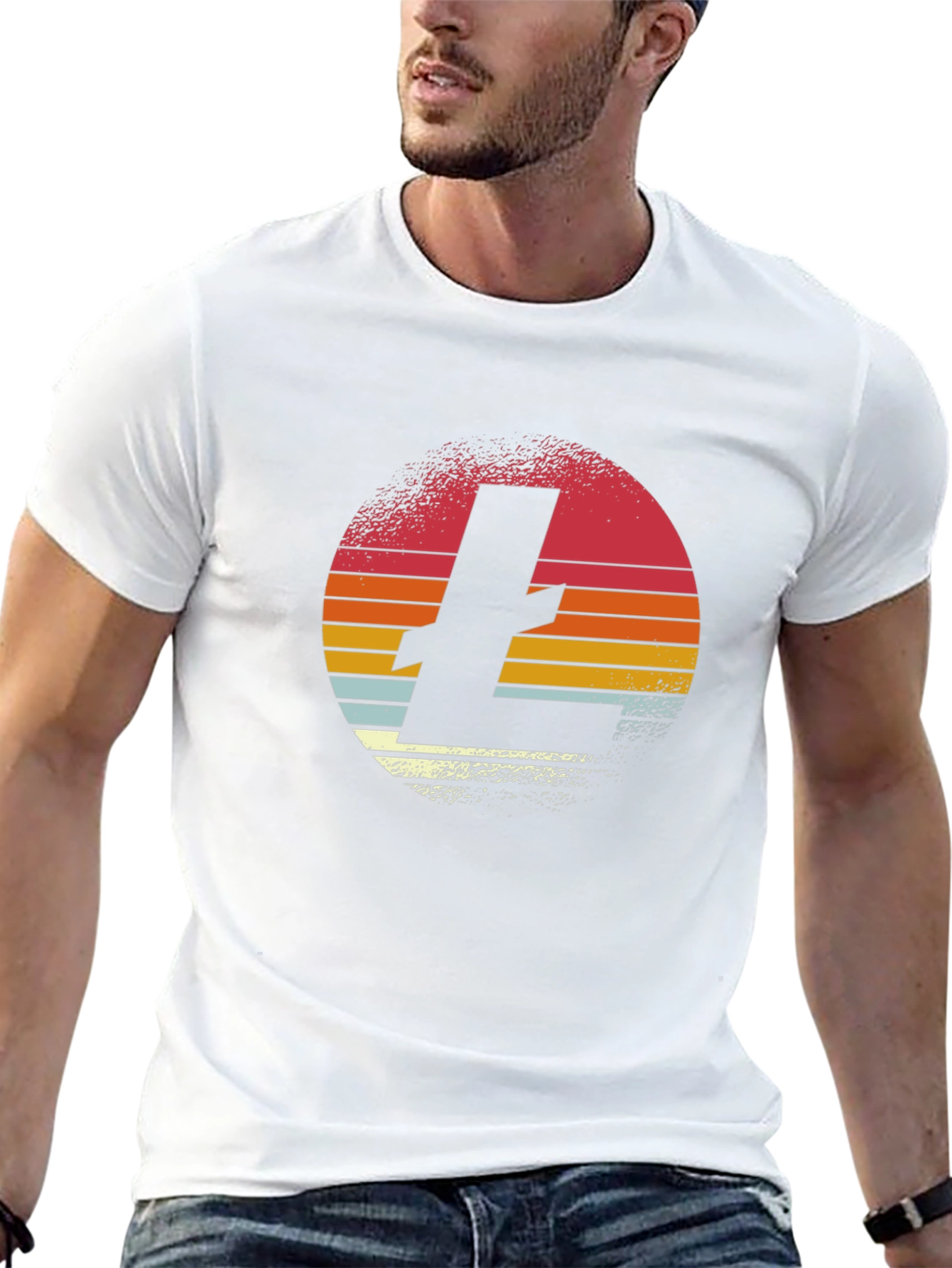 Retro Litecoin Logo Black T-Shirt