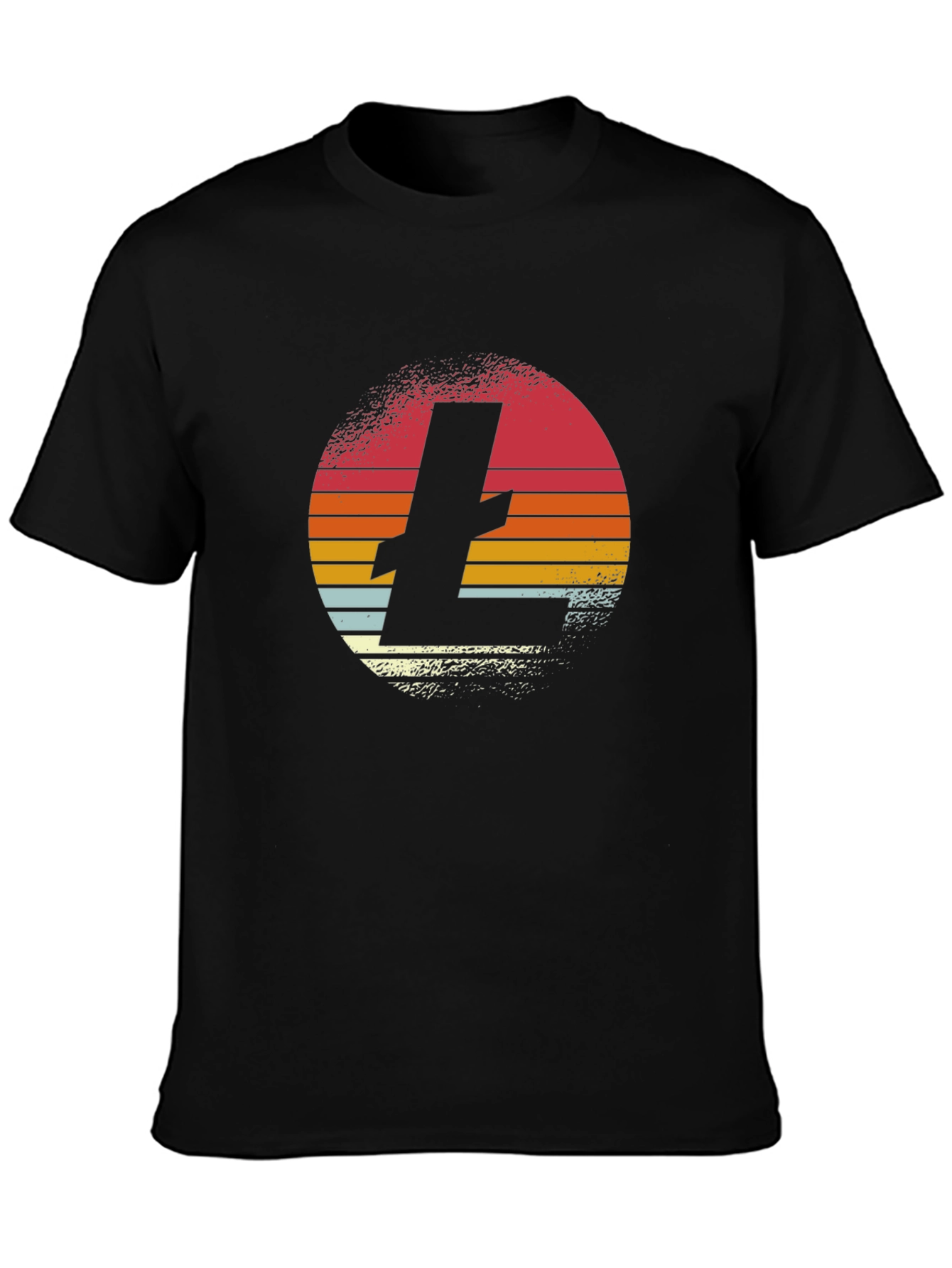 Retro Litecoin Logo Black T-Shirt