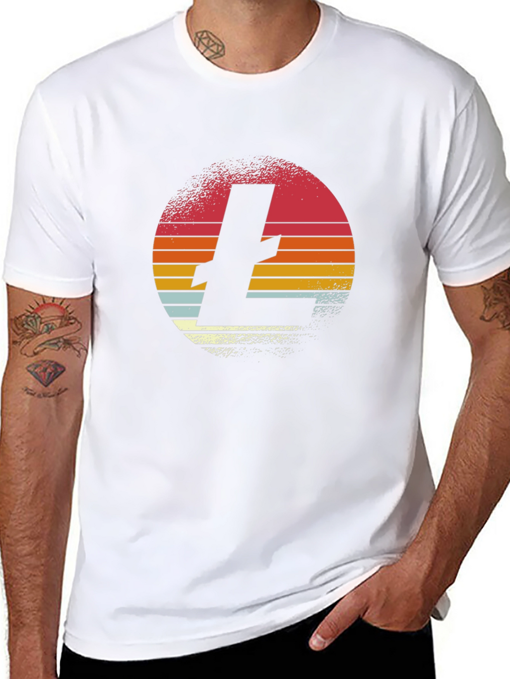 Retro Litecoin Logo Black T-Shirt