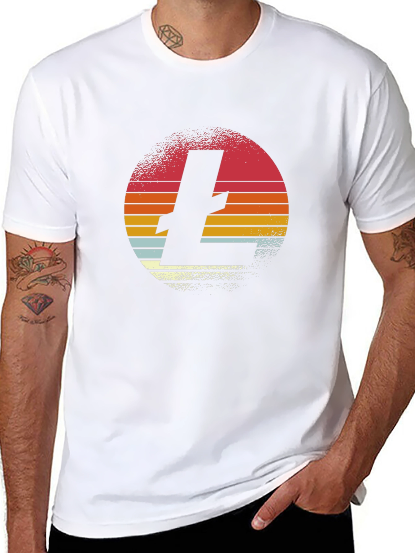 Retro Litecoin Logo Black T-Shirt
