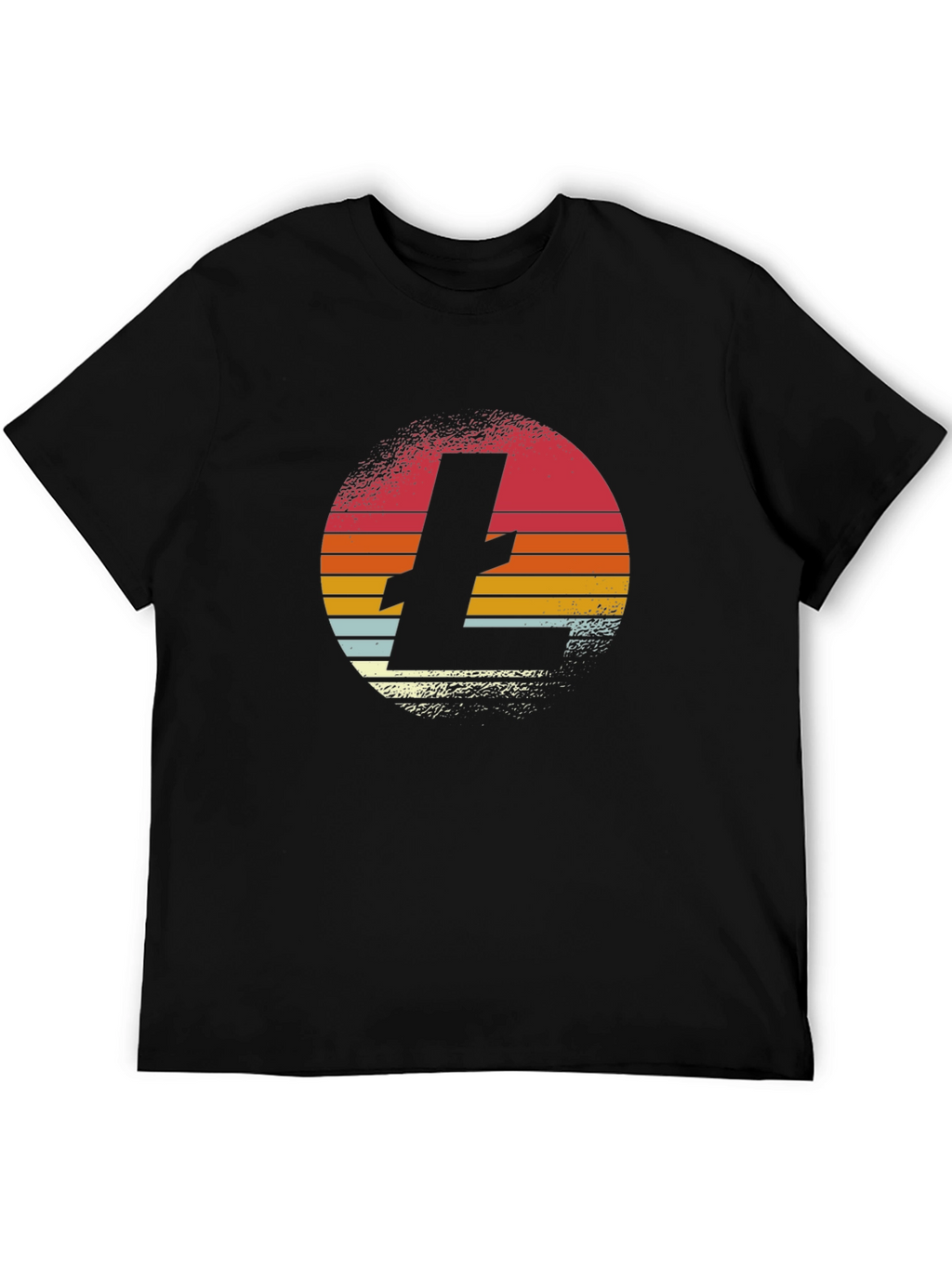 Retro Litecoin Logo Black T-Shirt