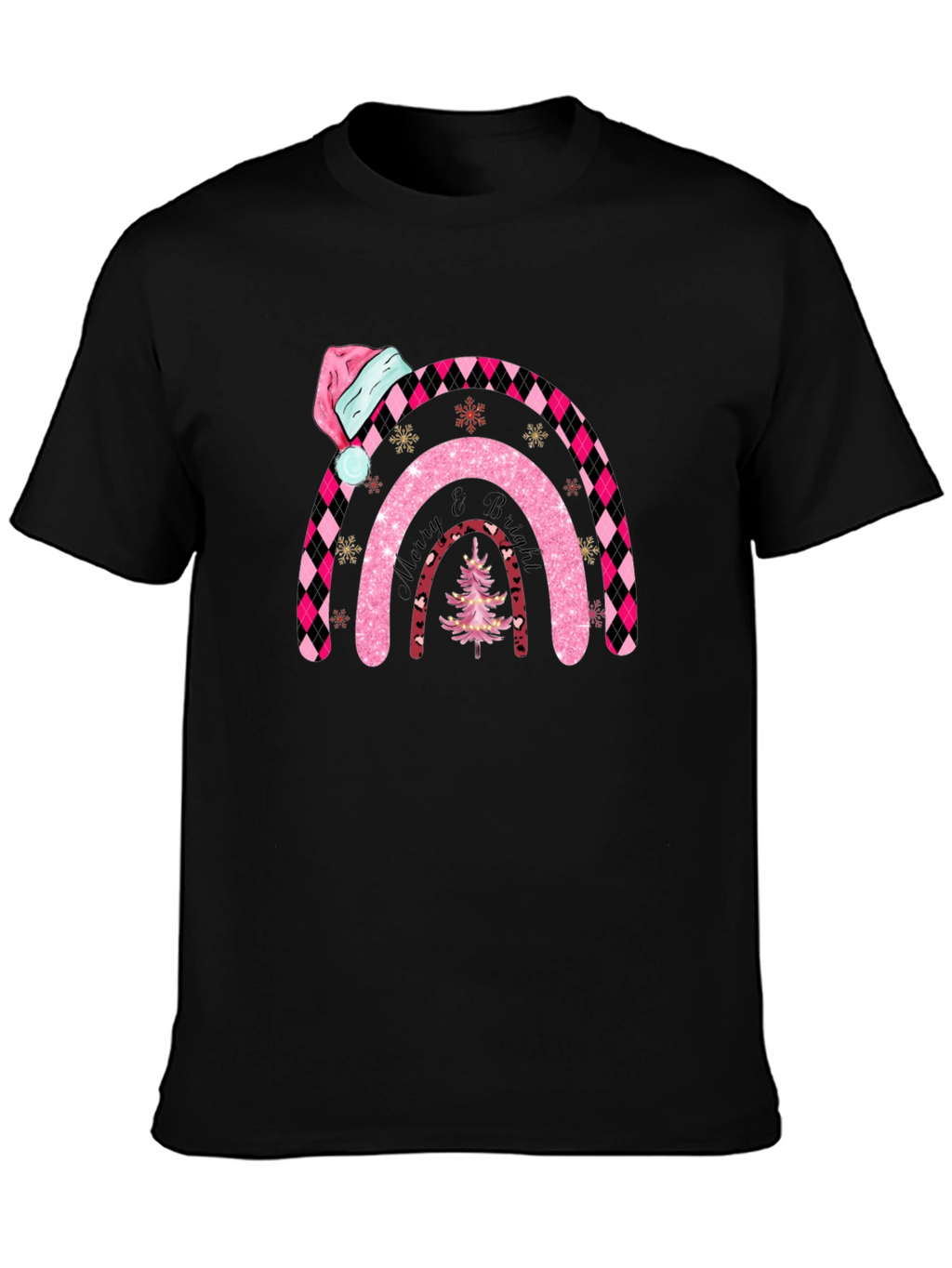 Merry & Bright Christmas Rainbow Tee