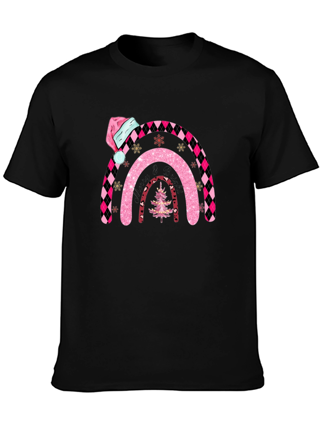 Merry & Bright Christmas Rainbow Tee
