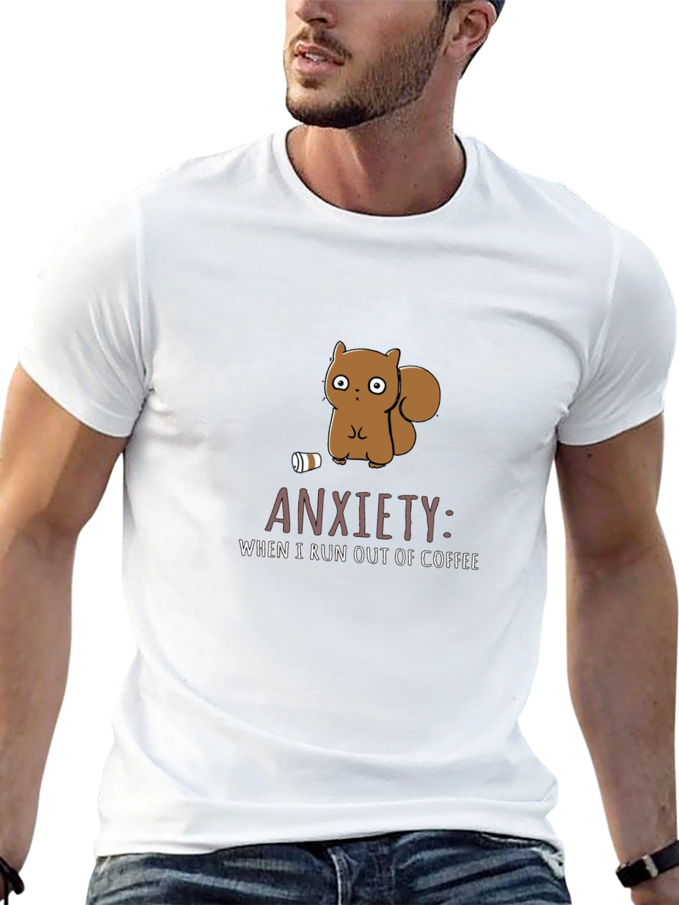 Anxiety Coffee T-Shirt Funny Squirrel Design