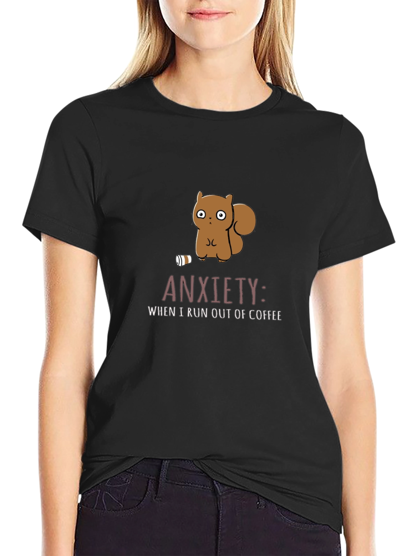 Anxiety Coffee T-Shirt Funny Squirrel Design