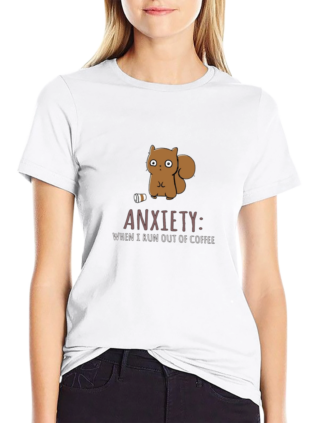 Anxiety Coffee T-Shirt Funny Squirrel Design