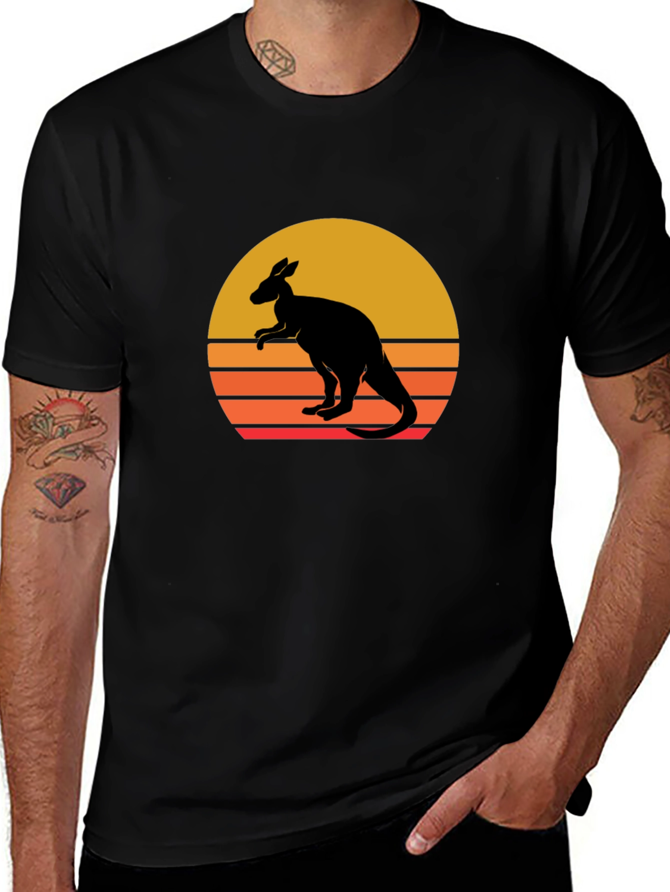Kangaroo Sunset Graphic Tee - Black