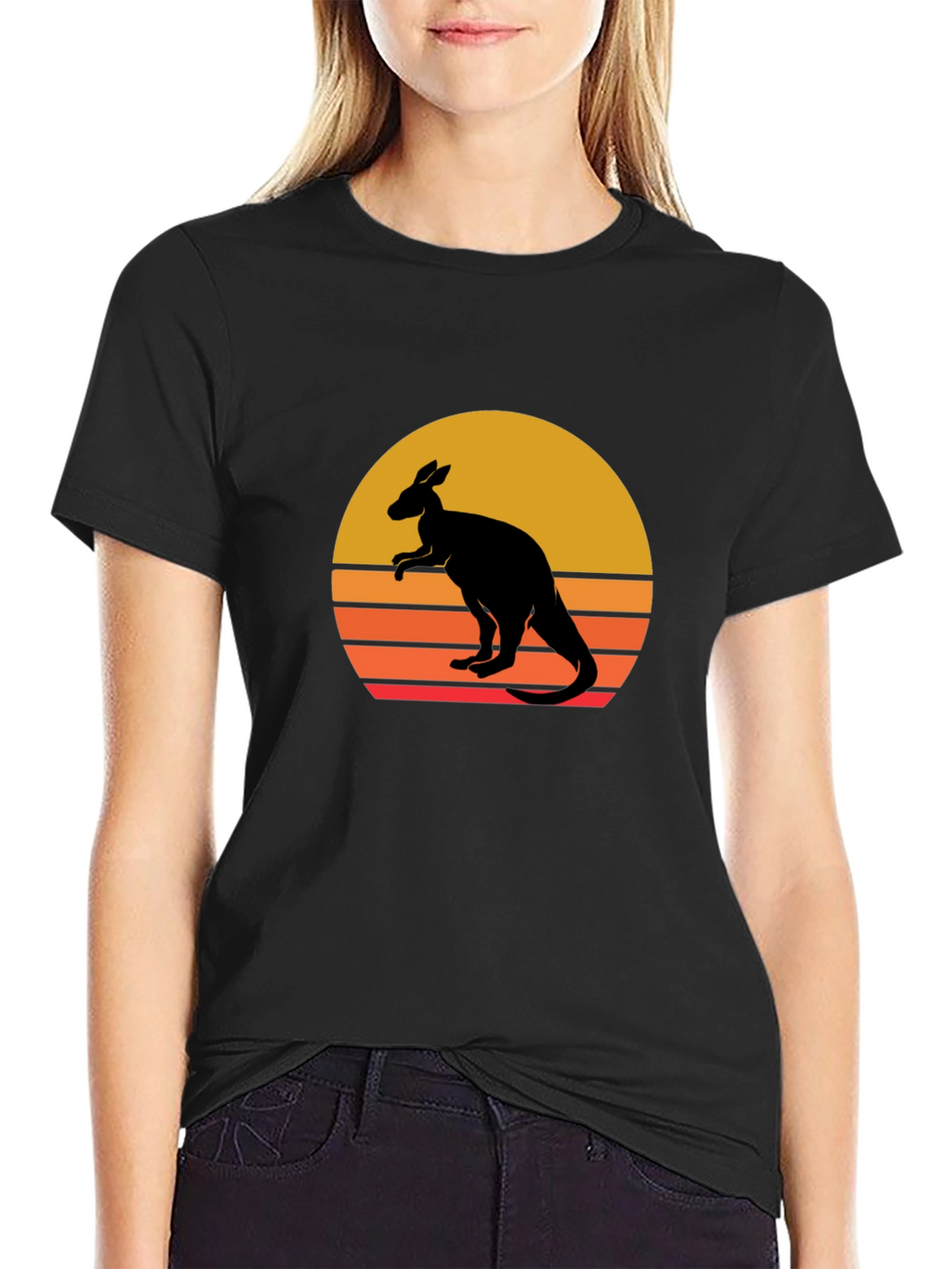 Kangaroo Sunset Graphic Tee - Black