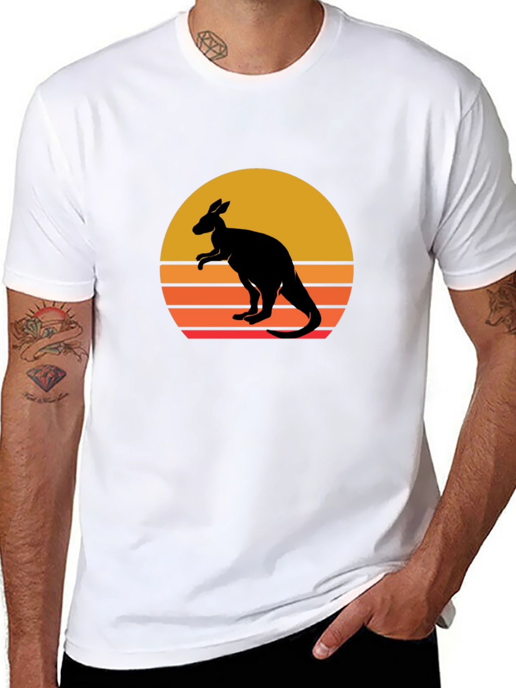 Kangaroo Sunset Graphic Tee - Black