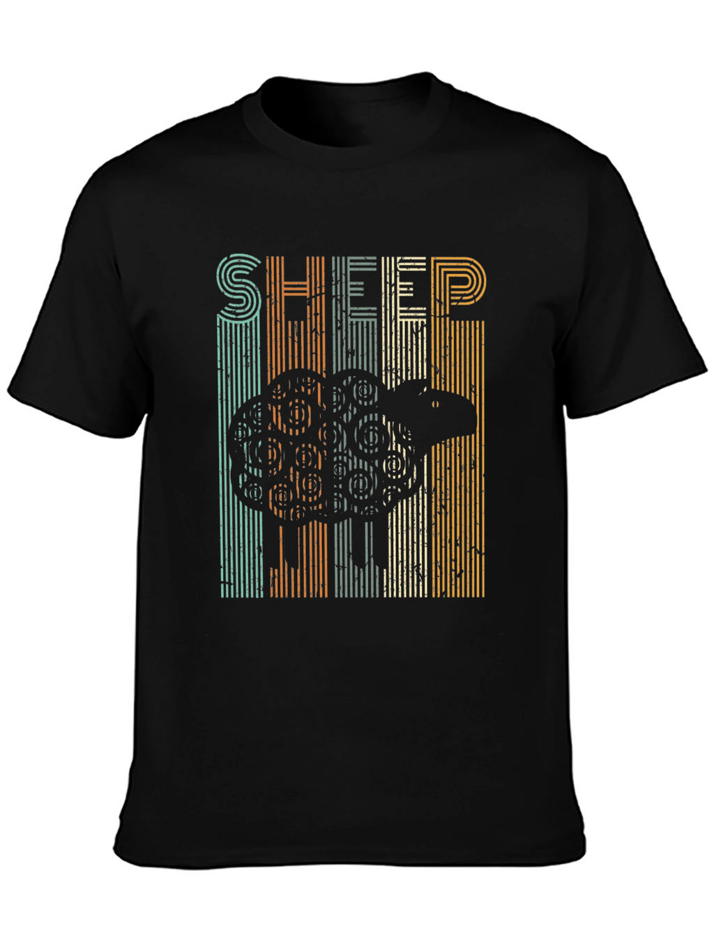 Retro Sheep Graphic T-Shirt - Black