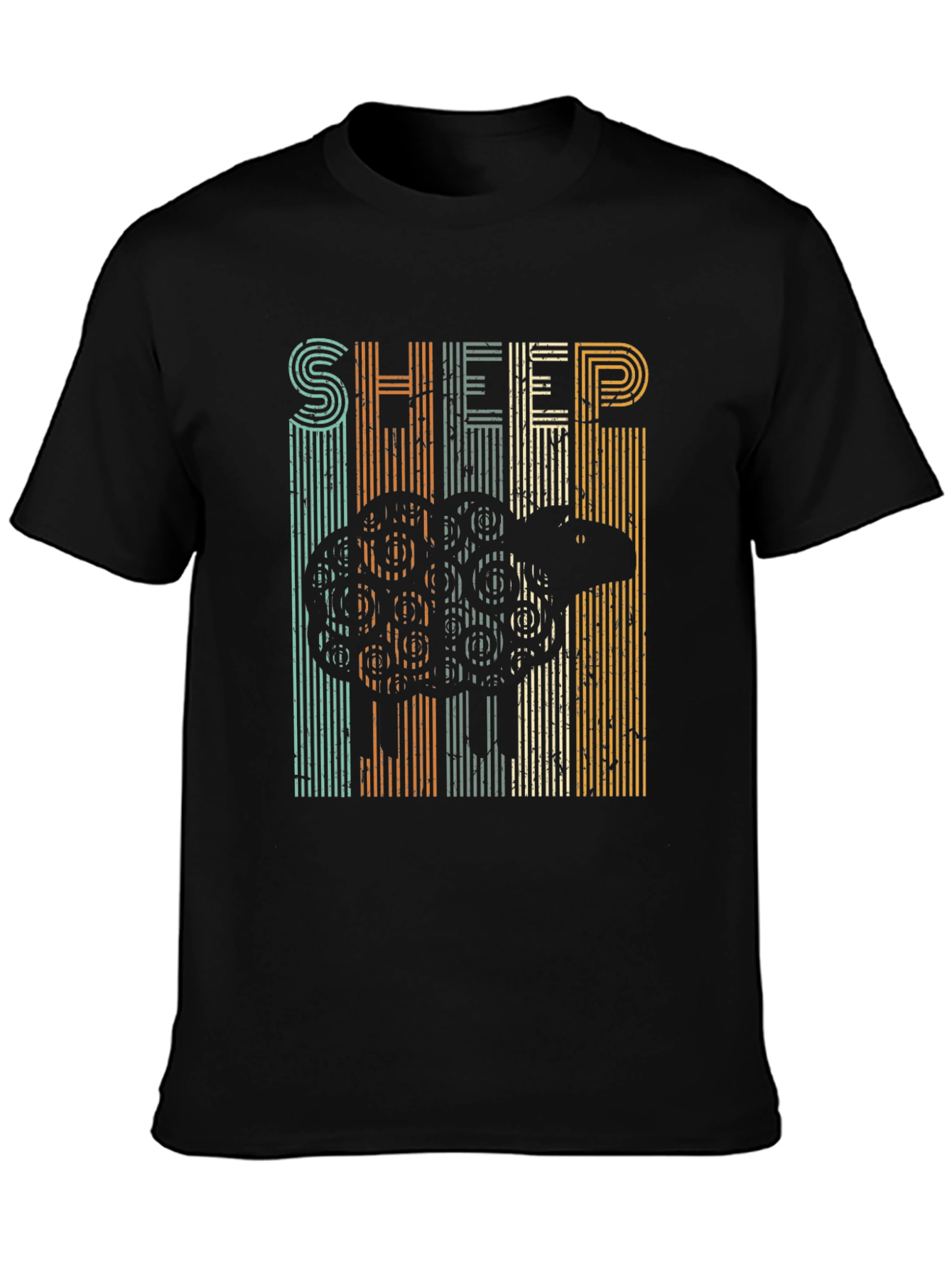 Retro Sheep Graphic T-Shirt - Black