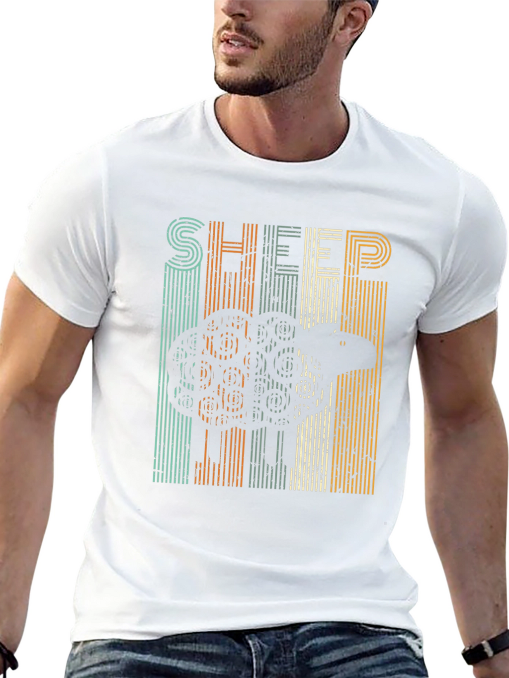 Retro Sheep Graphic T-Shirt - Black