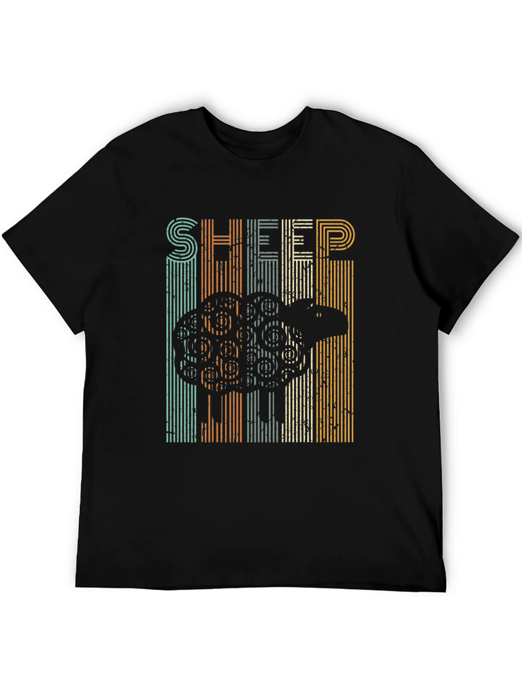 Retro Sheep Graphic T-Shirt - Black