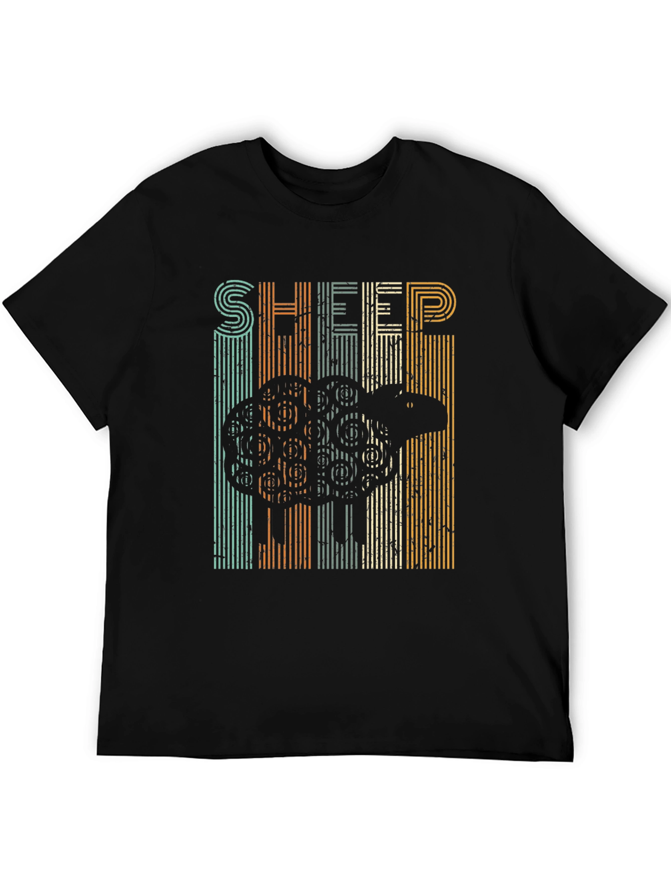 Retro Sheep Graphic T-Shirt - Black