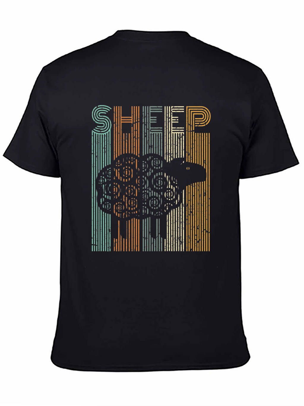 Retro Sheep Graphic T-Shirt - Black