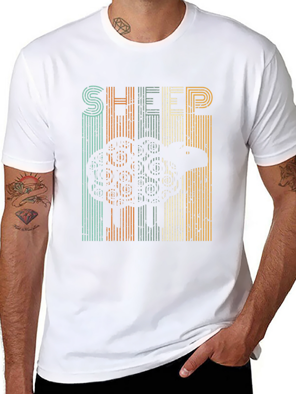 Retro Sheep Graphic T-Shirt - Black