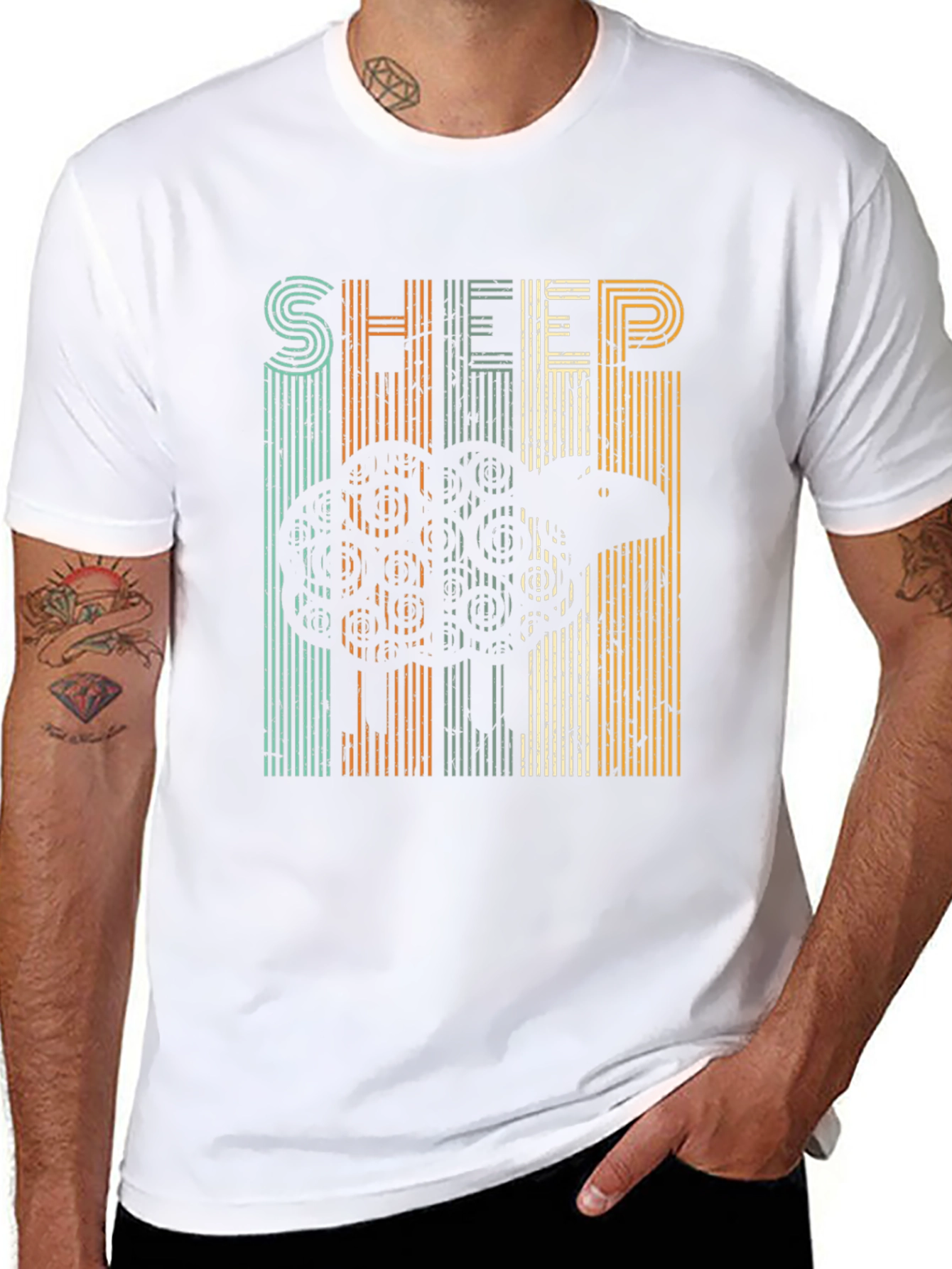 Retro Sheep Graphic T-Shirt - Black