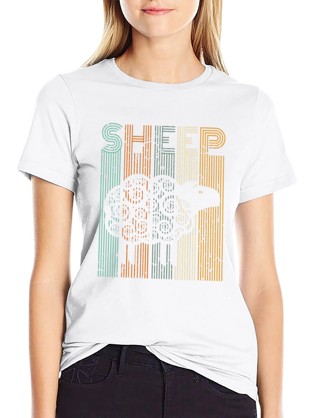 Retro Sheep Graphic T-Shirt - Black