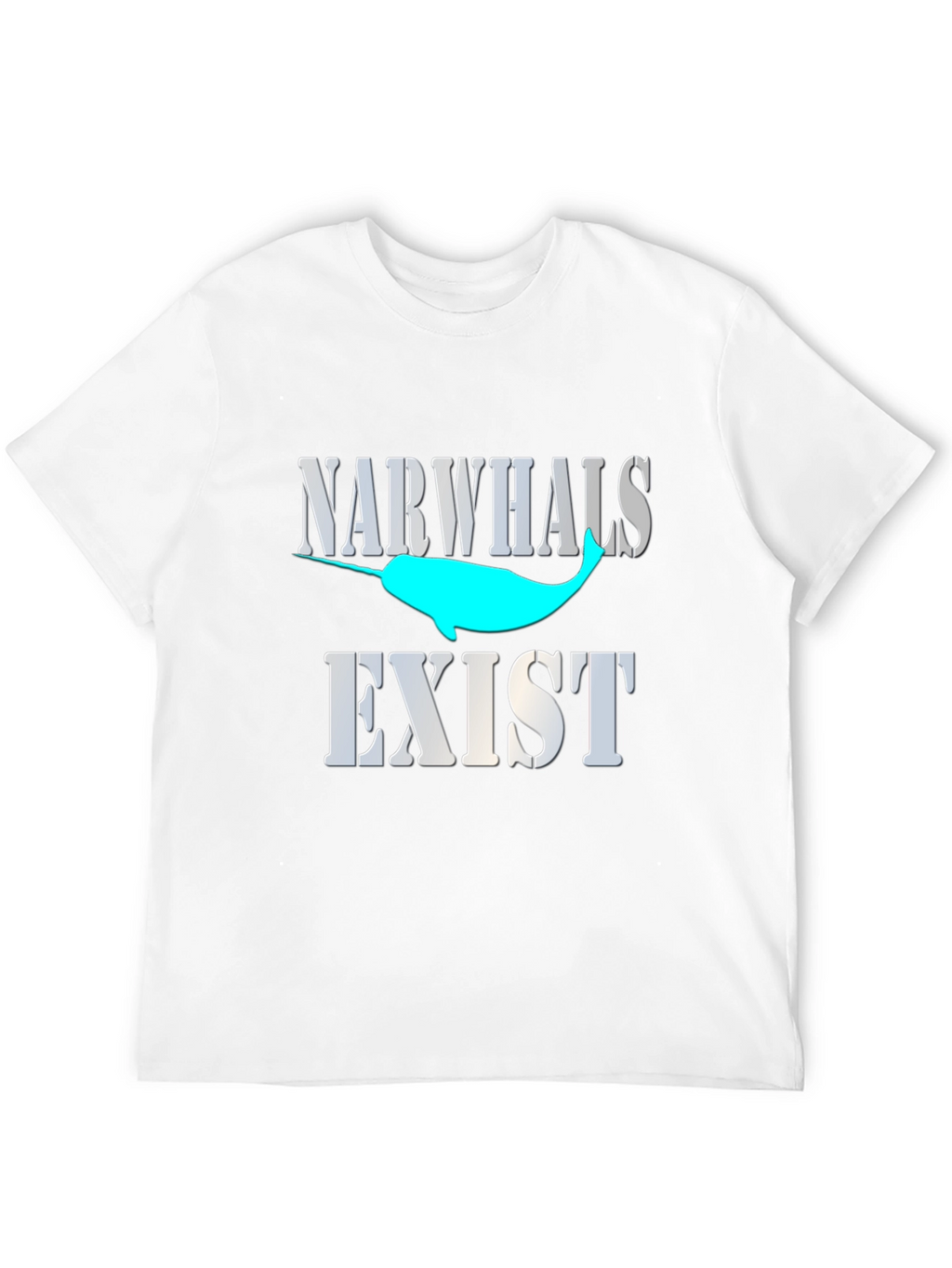 Narwhals Exist Graphic Print Black T-Shirt