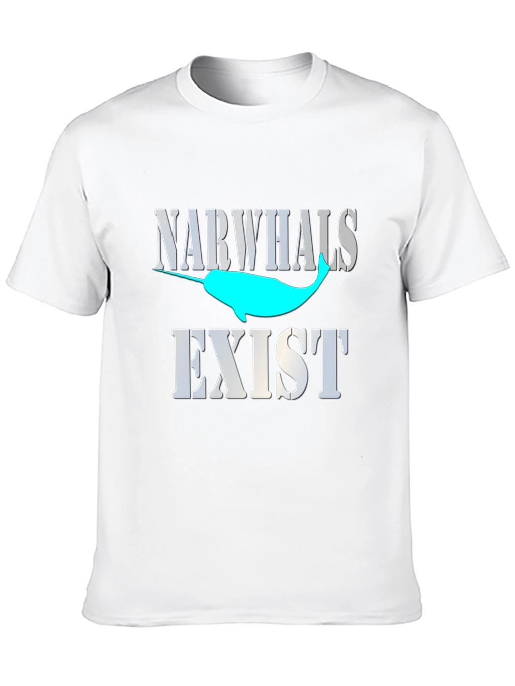 Narwhals Exist Graphic Print Black T-Shirt