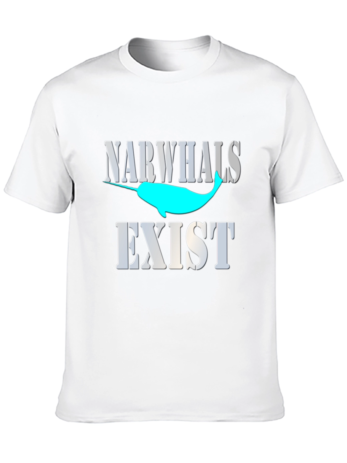 Narwhals Exist Graphic Print Black T-Shirt