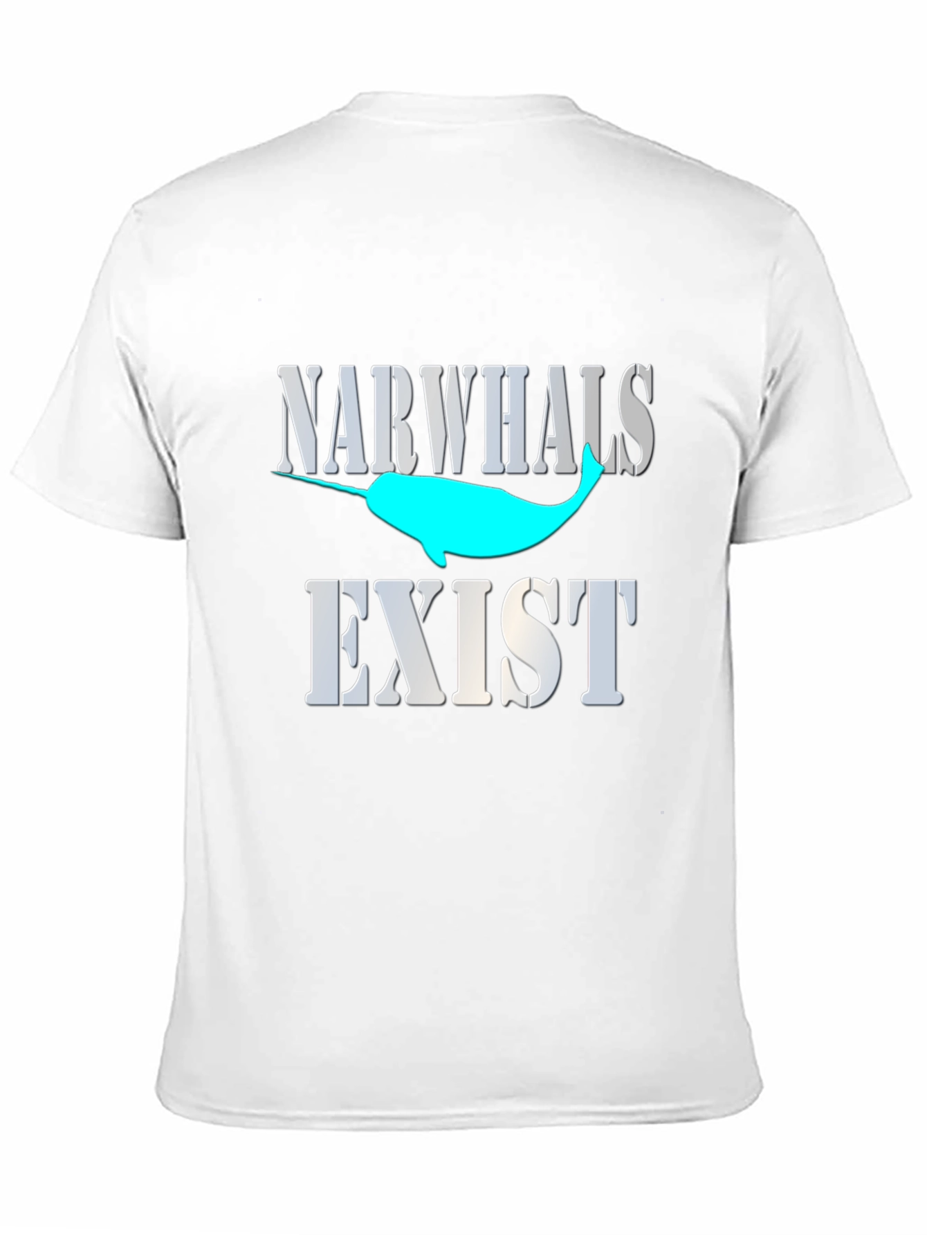 Narwhals Exist Graphic Print Black T-Shirt