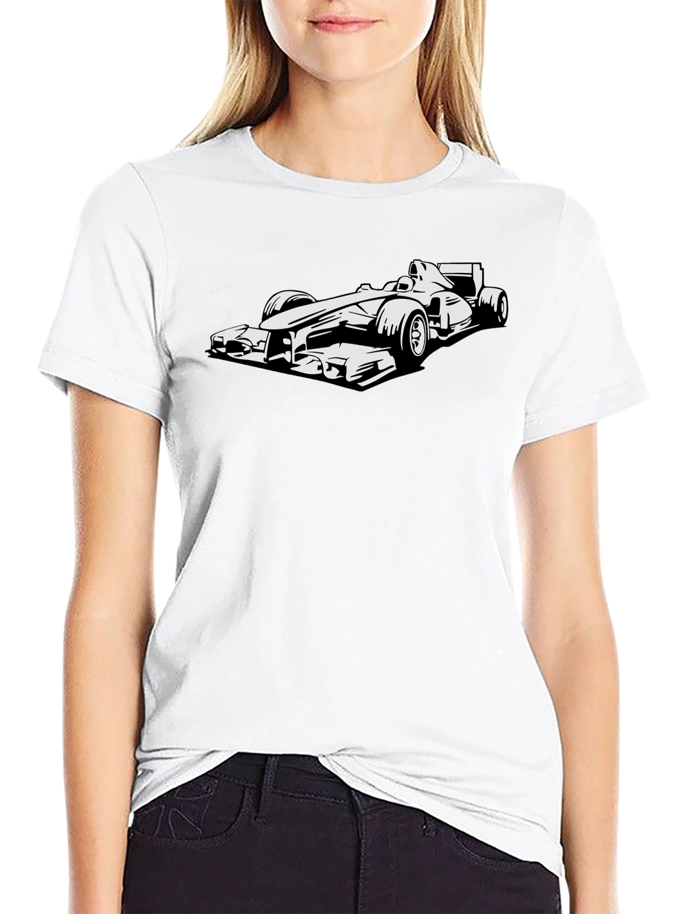Formula 1 Car Graphic Tee - Black Cotton T-Shirt