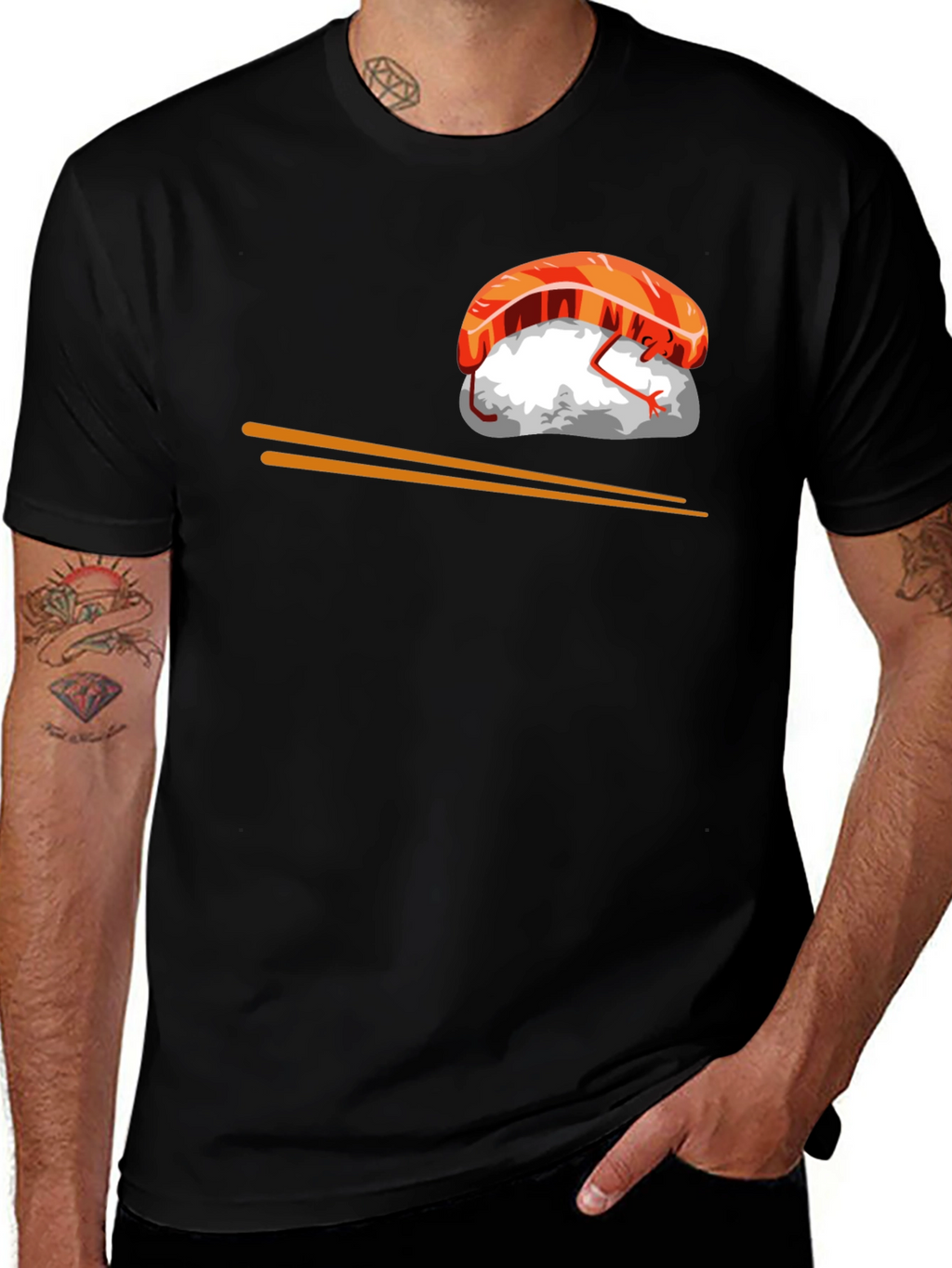 Sushi Graphic T-Shirt - Black Cotton Tee