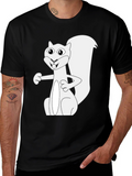 Squirrel Graphic Tee - Black Cotton T-Shirt