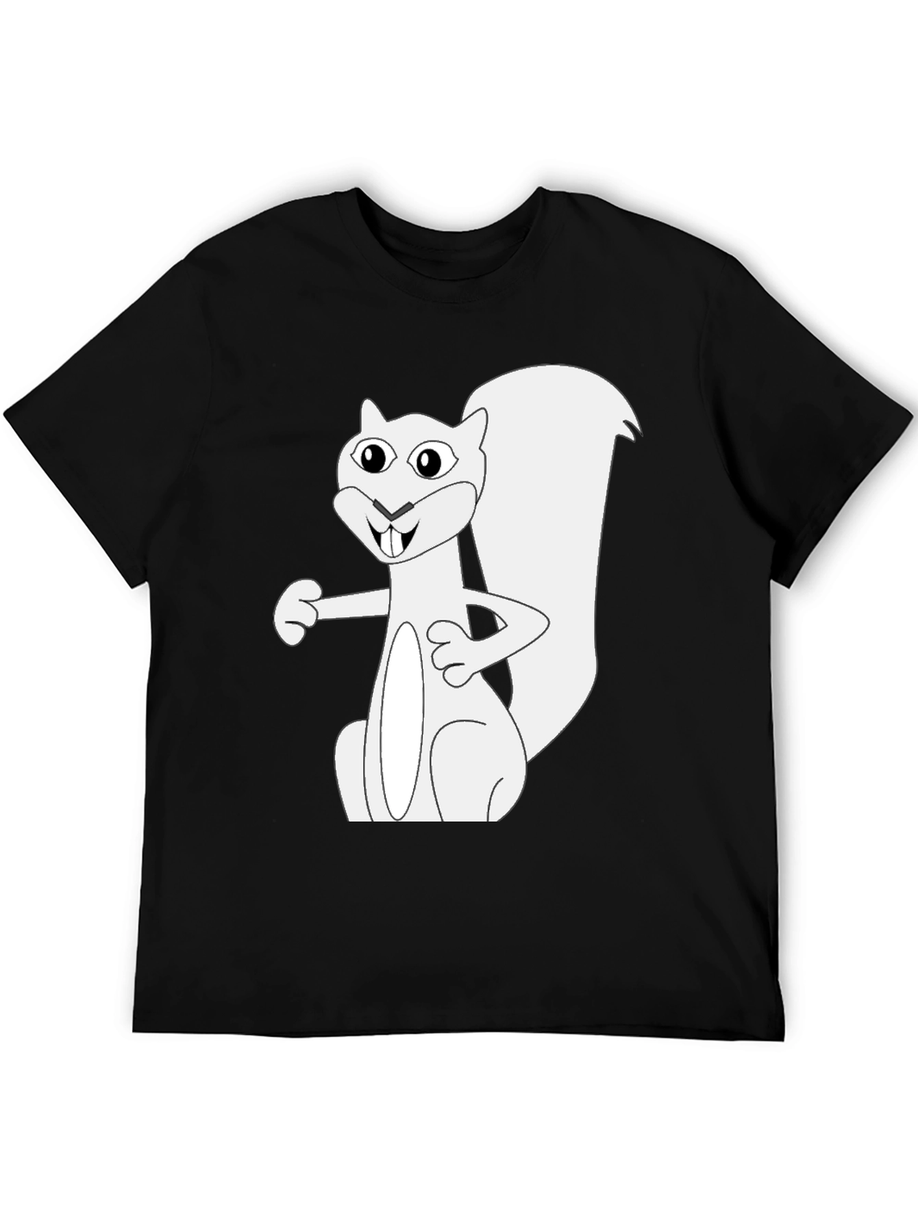 Squirrel Graphic Tee - Black Cotton T-Shirt