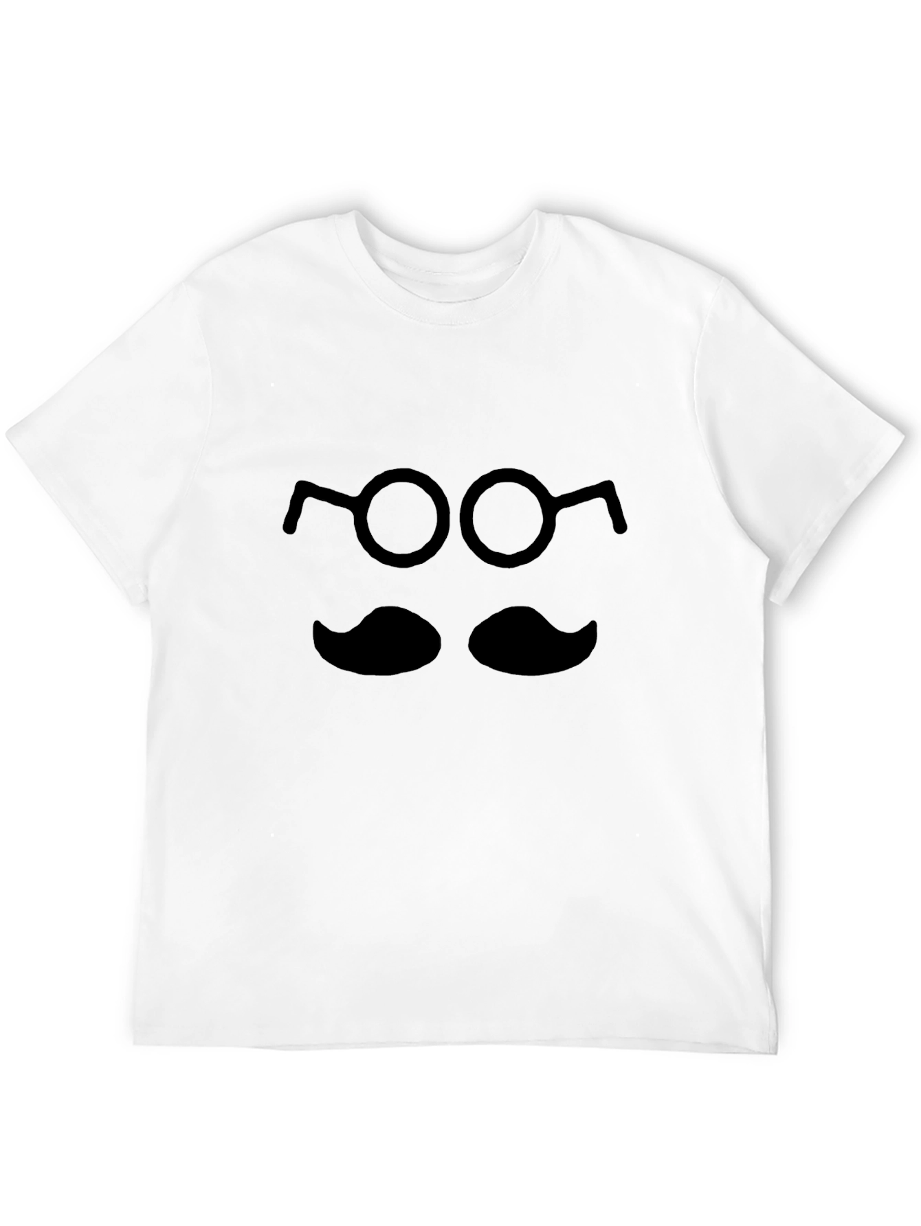 Black Mustache & Glasses Graphic T-Shirt