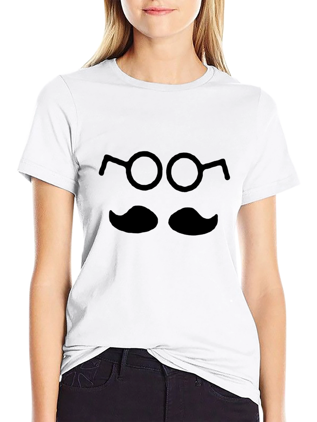 Black Mustache & Glasses Graphic T-Shirt