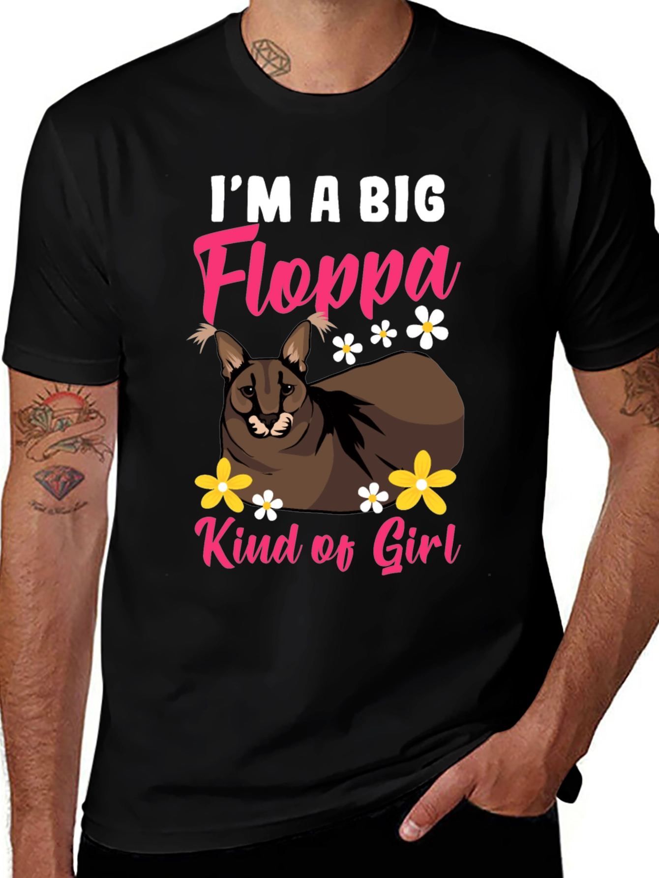 Im a Big Floppa Kind of Girl Black T-Shirt