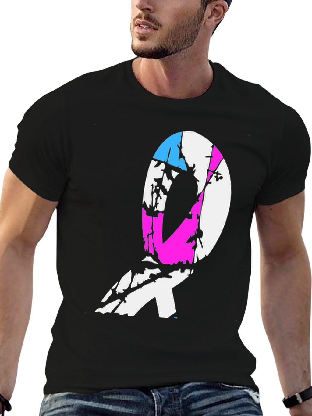 Transgender Pride Ribbon Black T-Shirt