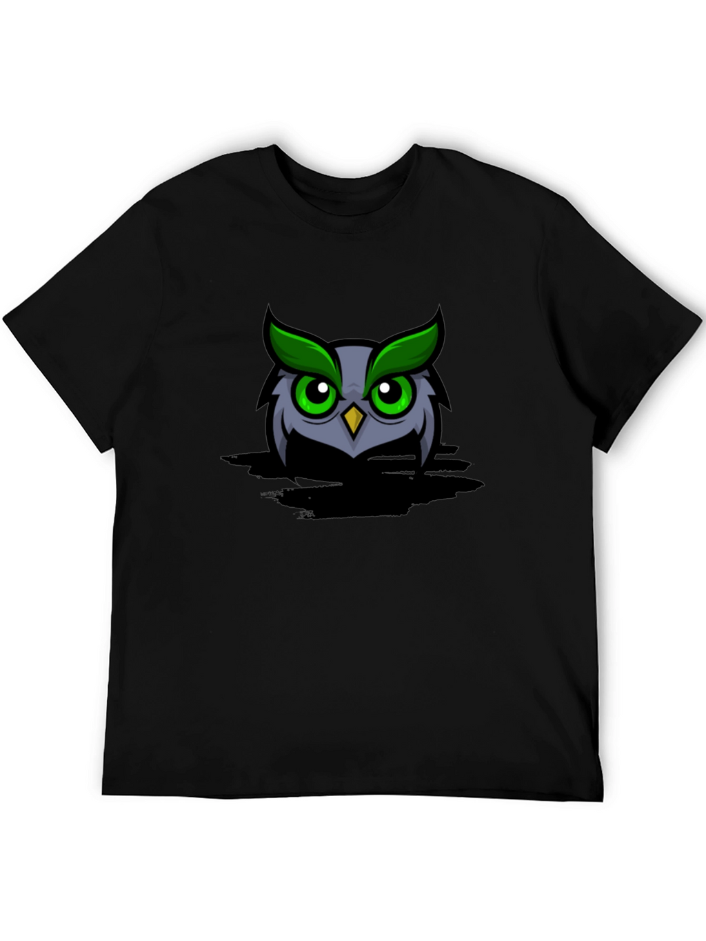 Owl Graphic Print Black T-Shirt