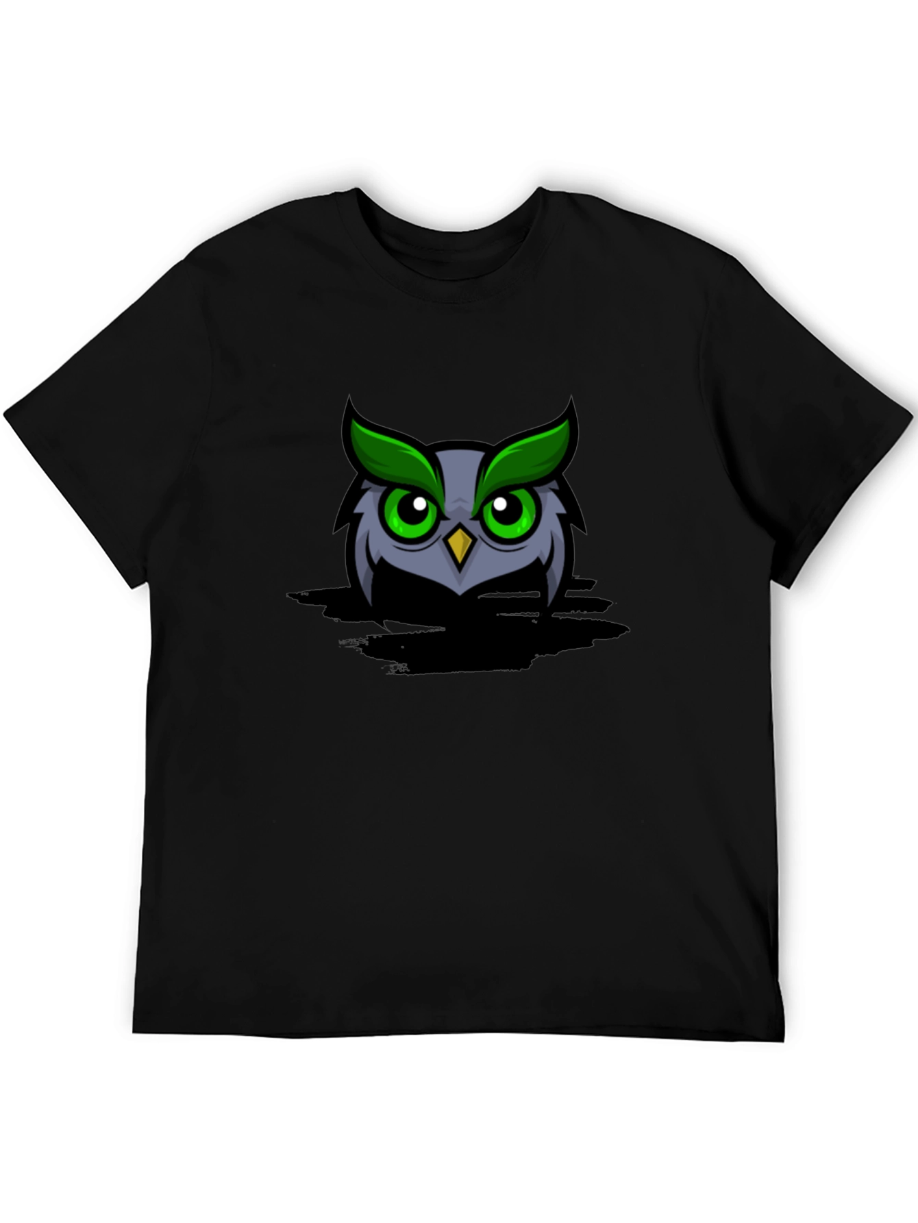 Owl Graphic Print Black T-Shirt